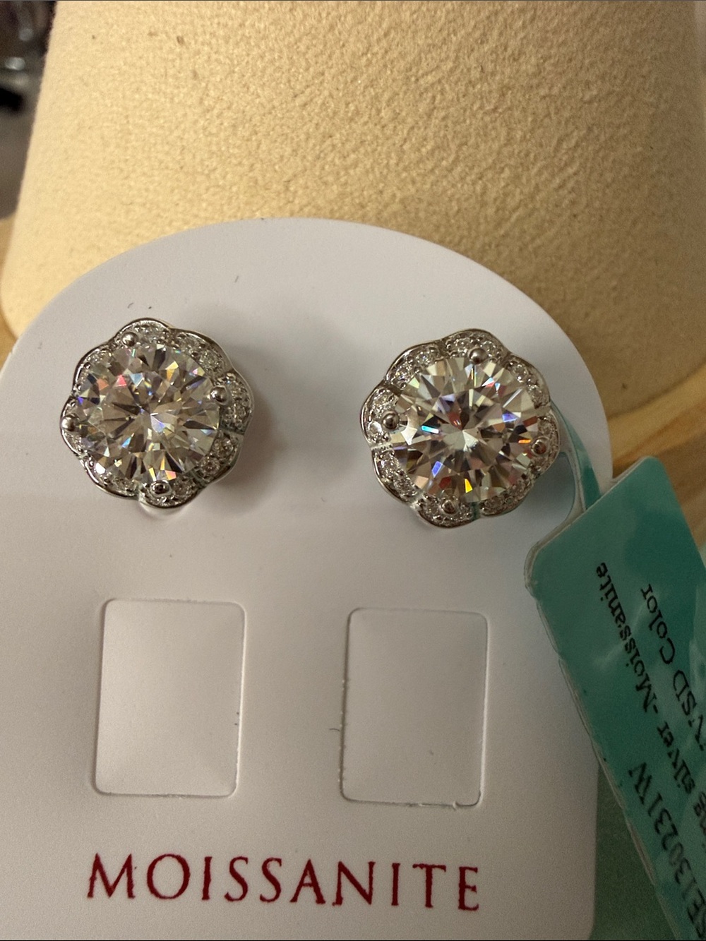 4.86 CTW Sterling Silver Moissanite Round Halo Stud Earrings